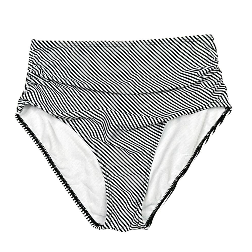 Tempt Me Black High Waisted Bikini Bottoms Medium NWT Tummy Control Ruched